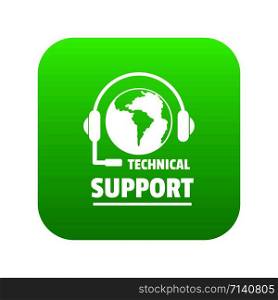 Technical support icon green vector isolated on white background. Technical support icon green vector