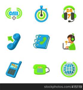 Technical support icons set. Cartoon illustration of 9 technical support vector icons for web. Technical support icons set, cartoon style