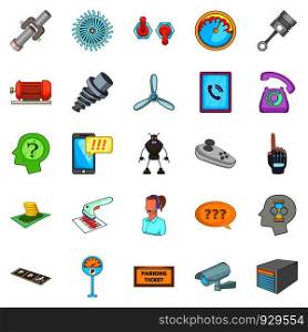 Technical support icons set. Cartoon set of 25 technical support vector icons for web isolated on white background. Technical support icons set, cartoon style