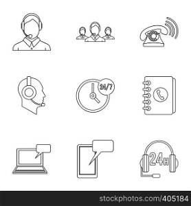 Technical support icons set. Outline illustration of 9 technical support vector icons for web. Technical support icons set, outline style