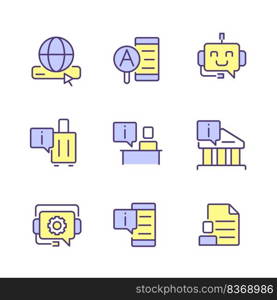 Technical support pixel perfect RGB color icons set. Answers on customer questions. Access to information. Isolated vector illustrations. Simple filled line drawings collection. Editable stroke. Technical support pixel perfect RGB color icons set