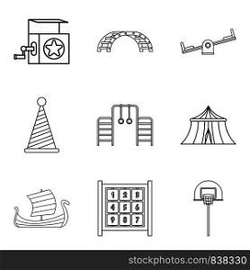 Technical toy icons set. Outline set of 9 technical toy vector icons for web isolated on white background. technical toy icons set, outline style