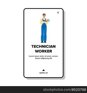 technician worker vector. factory industry, maintenance construction, engineer safety technician worker web flat cartoon illustration. technician worker vector