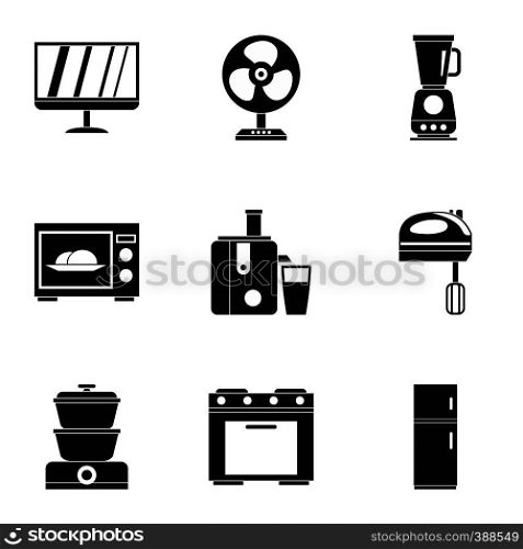 Technique icons set. Simple illustration of 9 technique vector icons for web. Technique icons set, simple style