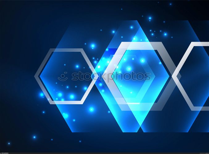 Techno glowing glass hexagons vector background. Techno glowing glass hexagons vector background, futuristic dark template with neon light effects and simple forms