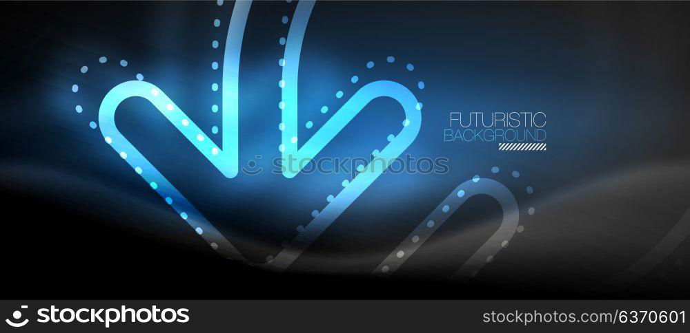 Techno neon glowing arrow background. Techno neon glowing arrow background. Vector modern hi-tech tehnology abstract template