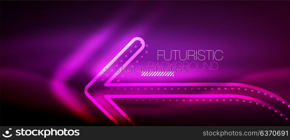 Techno neon glowing arrow background. Techno neon glowing arrow background. Vector modern hi-tech tehnology abstract template