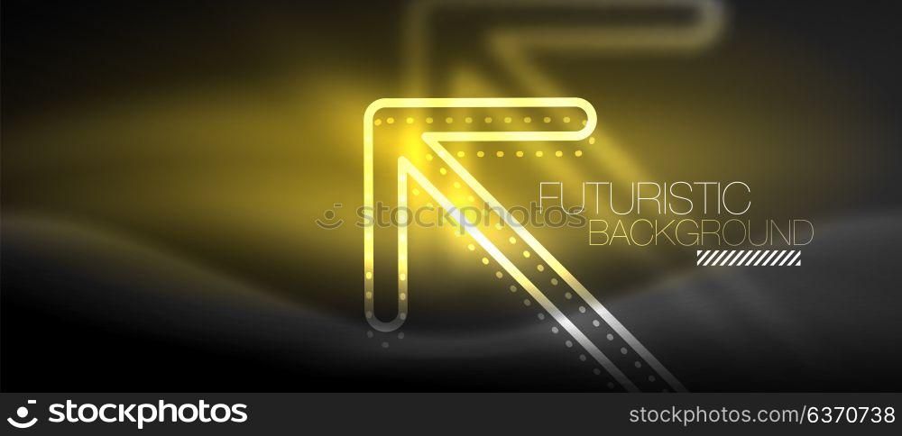 Techno neon glowing arrow background. Techno neon glowing arrow background. Vector modern hi-tech tehnology abstract template