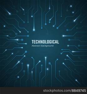 Technological background blue circuit board vector image