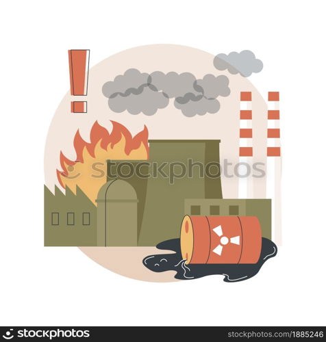 Technological disasters abstract concept vector illustration. Chemical industry disaster, technological catastrophe, industrial catastrophic event, factory accident, environment abstract metaphor.. Technological disasters abstract concept vector illustration.