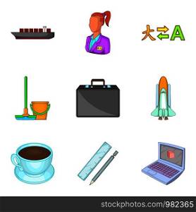 Technological process icons set. Cartoon set of 9 technological process vector icons for web isolated on white background. Technological process icons set, cartoon style