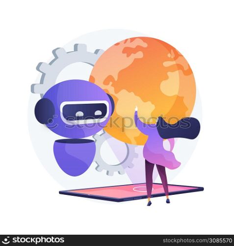 Technological singularity abstract concept vector illustration. Singularity, technological growth, post-human era, artificial intelligence evolution, uncontrollable progress abstract metaphor.. Technological singularity abstract concept vector illustration.