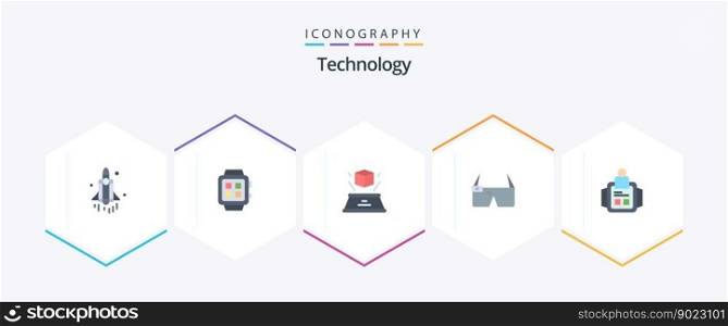Technology 25 Flat icon pack including smart. glasses. watch. device. imagination