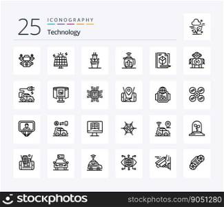 Technology 25 Line icon pack including technology. box. plant. file. service