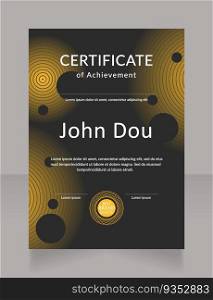 Technology achievement certificate design template. Vector diploma with customized copyspace and borders. Printable document for awards and recognition. Lato, Calibri Regular fonts used. Technology achievement certificate design template