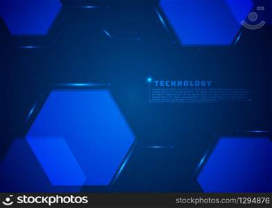Technology background geometric hexagon shape style light flow design with space for text. vector illustration.