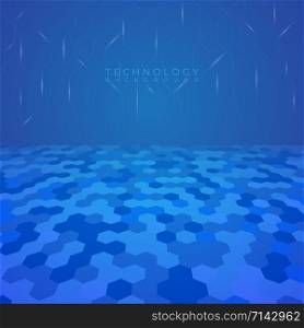Technology background hexagon perspective modern line and light glow. vector illustration