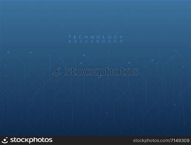 Technology background line node complex style dark blue backdrop. vector illustration