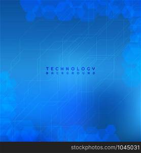 Technology background modern line and hexagon shape design blue color backdrop. vector illustration
