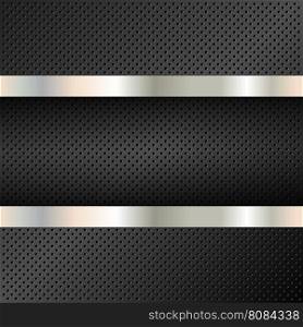 Technology background with perforated circles. Cell metal backdrop with banner. Vector illustration. Technology background perforated circles