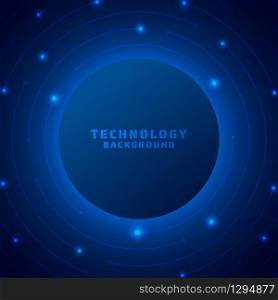 Technology banner circle shape design color dark blue light glow style. vector illustration.