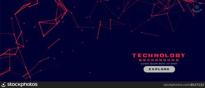 technology banner with red network lines mesh
