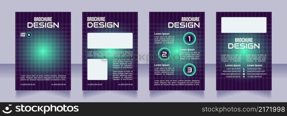 Technology-based wellbeing blank brochure design. Template set with copy space for text. Premade corporate reports collection. Editable 4 paper pages. Bebas Neue, Audiowide, Roboto Light fonts used. Technology-based wellbeing blank brochure design