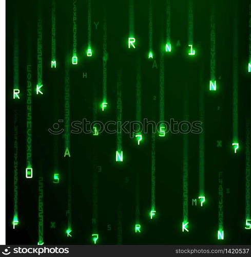 Technology binary background. Binary on green background. vector