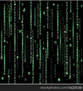 Technology binary background. Binary on green background. vector