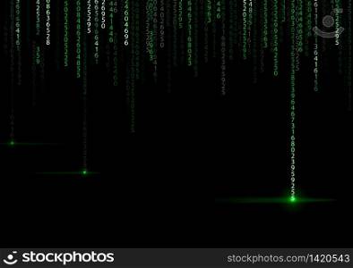 Technology binary background. Binary on green background. vector