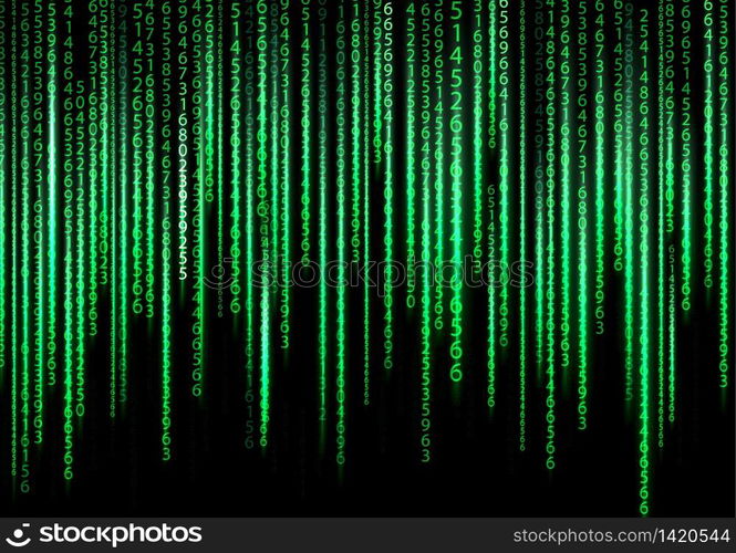 Technology binary background. Binary on green background. vector