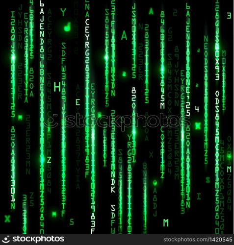 Technology binary background. Binary on green background. vector