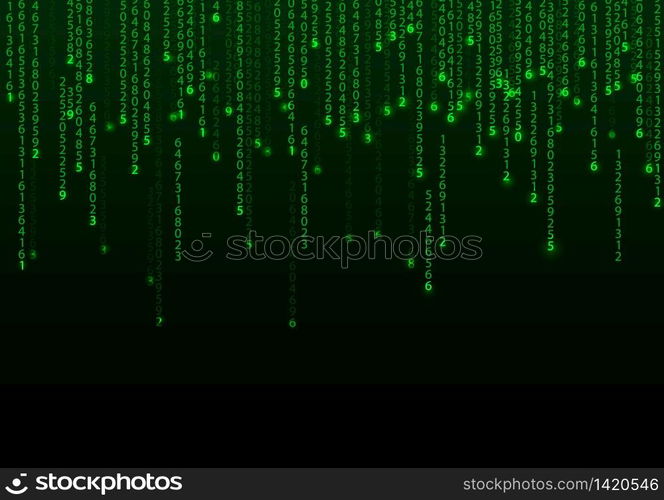 Technology binary background. Binary on green background. vector
