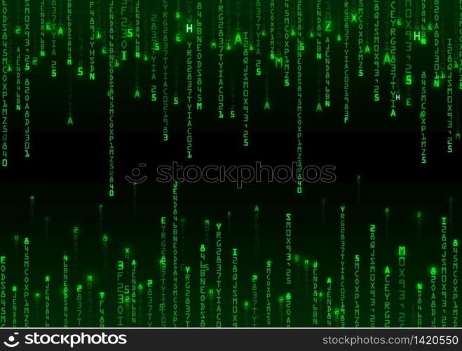 Technology binary background. Binary on green background. vector