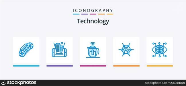 Technology Blue 5 Icon Pack Including vision. manager. pot. data. network. Creative Icons Design