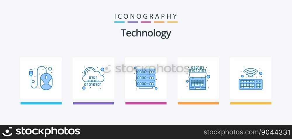 Technology Blue 5 Icon Pack Including wifi. intelligence. server. code. artificial. Creative Icons Design