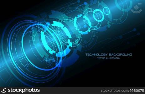 Technology blue circle cyber circuit disassemble overlap futuristic design background modern vector illustration.