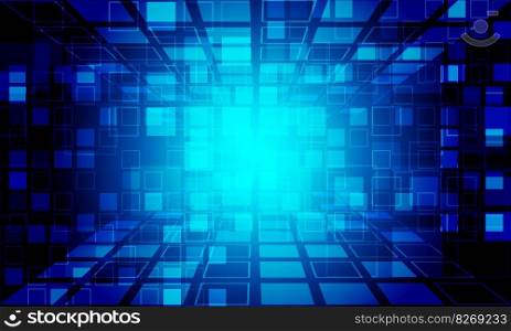 Technology blue light squares data media geometric design modern futuristic background vector	
