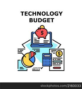 Technology budget business money. financial analysis. digital bank design. phone data cash app vector concept color illustration. Technology budget icon vector illustration