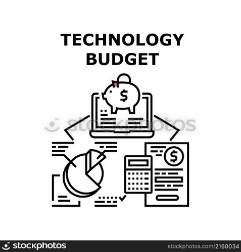Technology budget business money. financial analysis. digital bank design. phone data cash app vector concept black illustration. Technology budget icon vector illustration