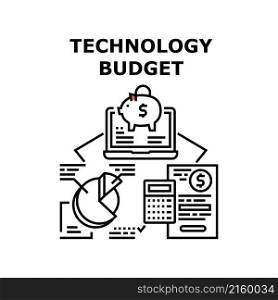 Technology budget business money. financial analysis. digital bank design. phone data cash app vector concept black illustration. Technology budget icon vector illustration