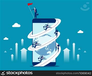 Technology. Business people and smartphone. Concept business vector illustration.