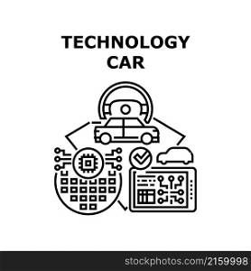 Technology car vehicle. Auto future. Automobile digital electric smart hud vector concept black illustration. Technology car icon vector illustration