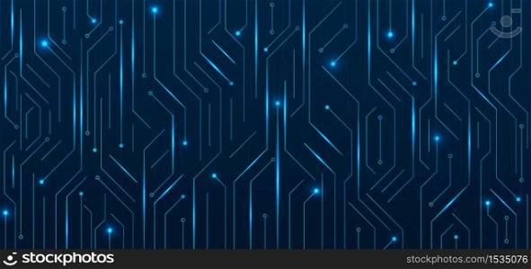 Technology circuit board style line pattern design blue light glow. vector illustration.
