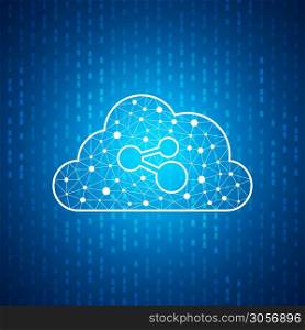 Technology cloud icon with link , Blue speed digital pattern , matrix background