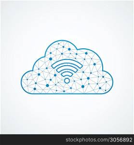 Technology cloud icon with wifi