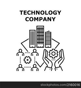 Technology company business. people work. creative process. digital tech. team software vector concept black illustration. Technology company icon vector illustration