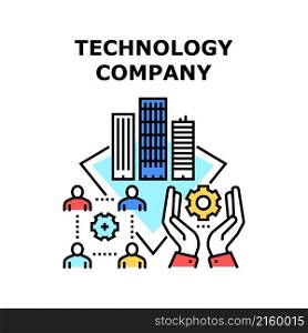 Technology company business. people work. creative process. digital tech. team software vector concept color illustration. Technology company icon vector illustration