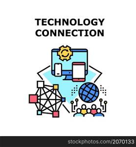 Technology connection digital. Modern space. Network science. Future internet. Computer sustem energy vector concept color illustration. Technology connection icon vector illustration
