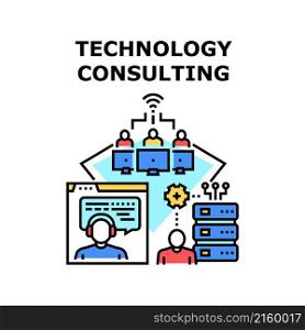 Technology consulting business service. counsulting design. information mobile. digital web social teamwork vector concept color illustration. Technology consulting icon vector illustration